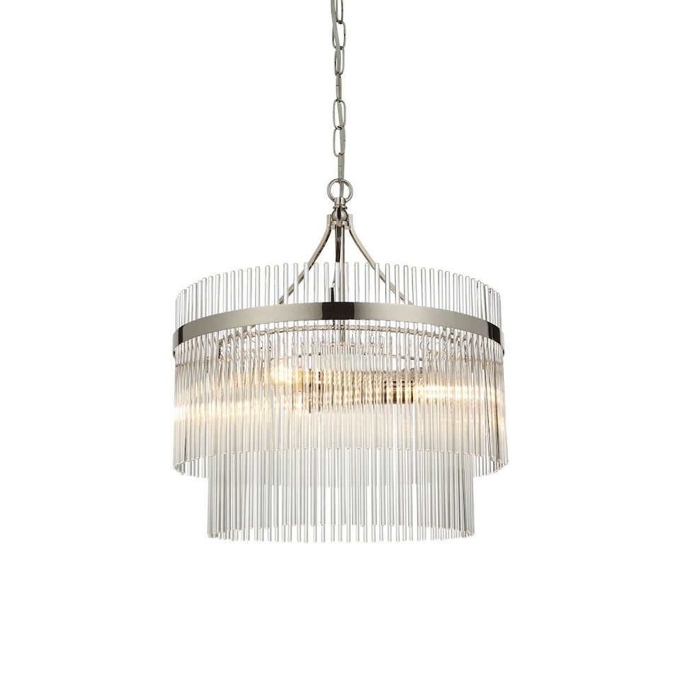 image 1 of Marietta 3 Light Multi Arm Lamp Ceiling Pendant Bright Nickel