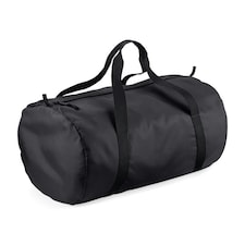 BagBase Packaway Barrel Bag / Duffle Water Resistant Travel Bag (32 Litres) - Black/Black - One Size