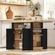 image 6 of HOMCOM Kitchen Island with Storage Cabinet and Spice Rack, Black & Natural