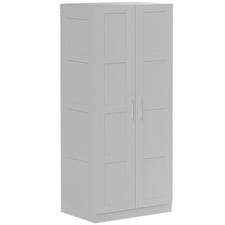 HOMCOM 2 Door Wardrobe for Bedroom, Double Wardrobe with Shelves and Hanging Rail, Modern Bedroom Furniture, 80x54x180cm, Grey