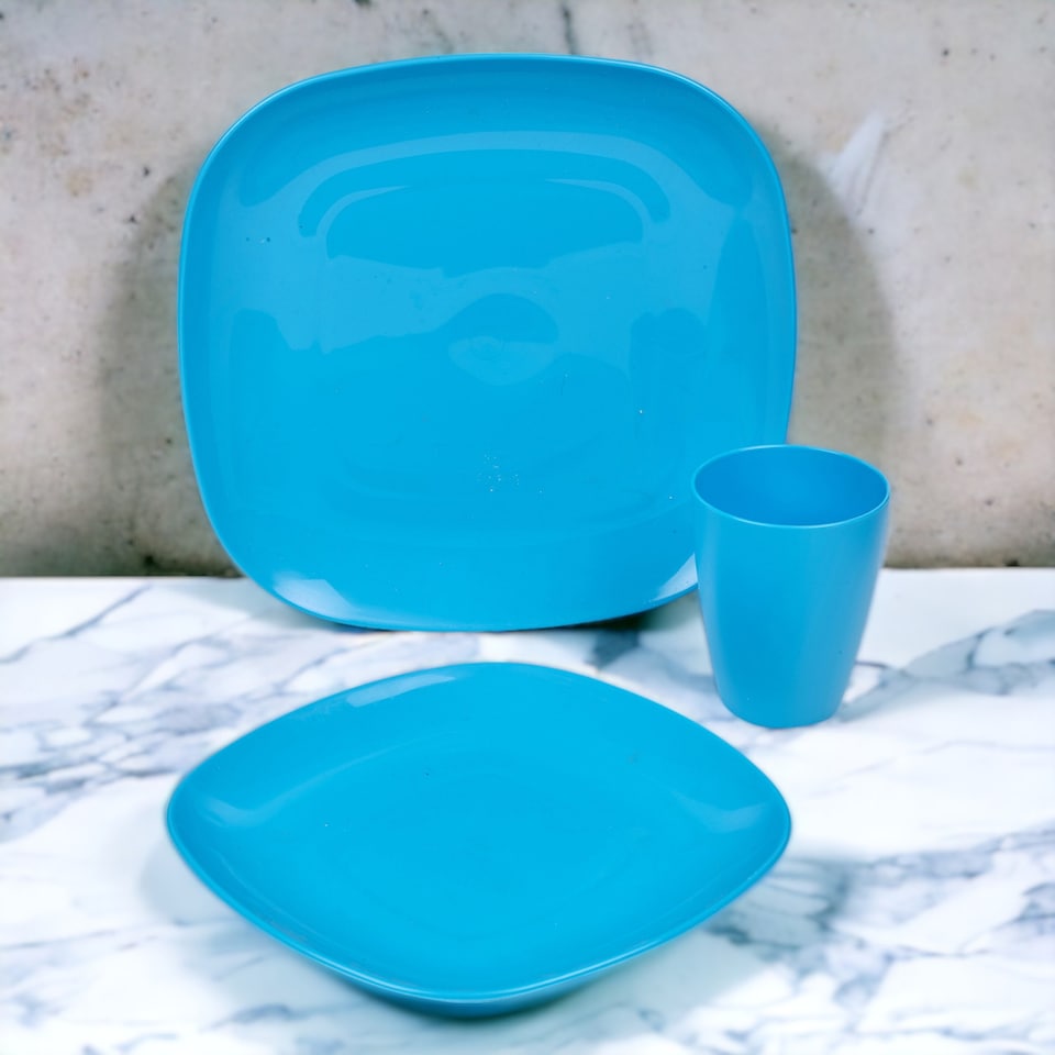 image 1 of 12pc Plastic Dinner Set | Multi | 1