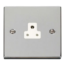 SE HOME Polished Chrome 1 Gang 2A Round Pin Socket White | Polished Chrome