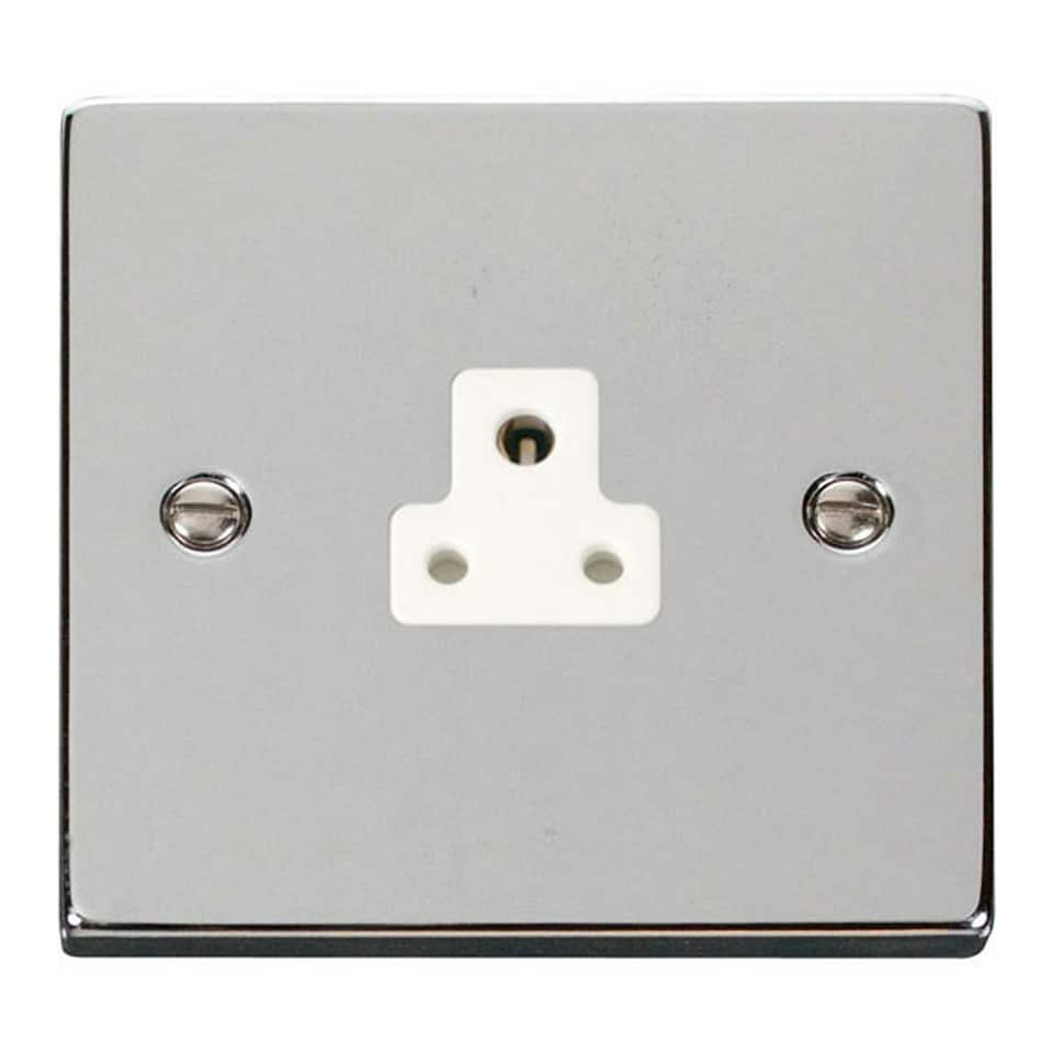 SE HOME Polished Chrome 1 Gang 2A Round Pin Socket White | Polished Chrome