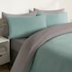 image 3 of OHS Reversible Microfibre Duvet Cover and Pillowcase Bedding Set, King - Duck Egg/Grey