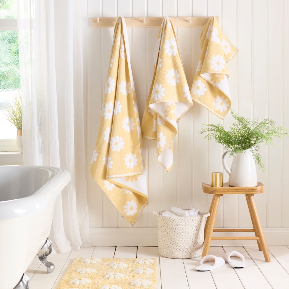 image 1 of D & D Daisy Floral Bath Towel Ochre