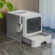 image 2 of Living and Home Enclosed Cat Litter Box | Grey