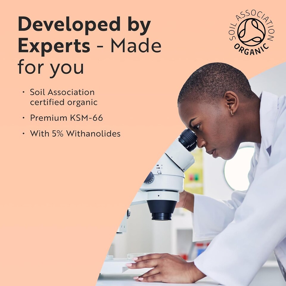 image 1 of Nutravita Organic Ashwagandha KSM-66 with 5pct Withanolides - Highest Concentration Most Bioavailable Full-Spectrum Root Powder - 60 Vegan Capsules