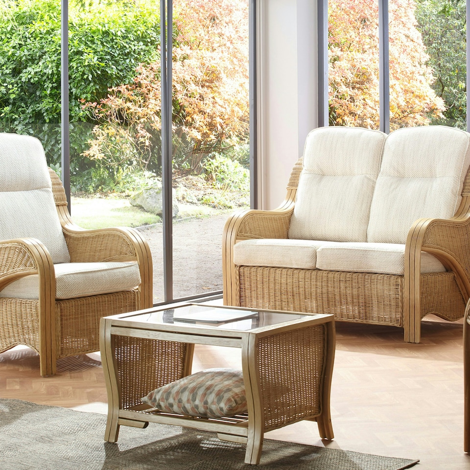 image 1 of Desser Opera Light Oak Rattan 2 Seater Sofa Set in Jasper - Conservatory Sofa Suite