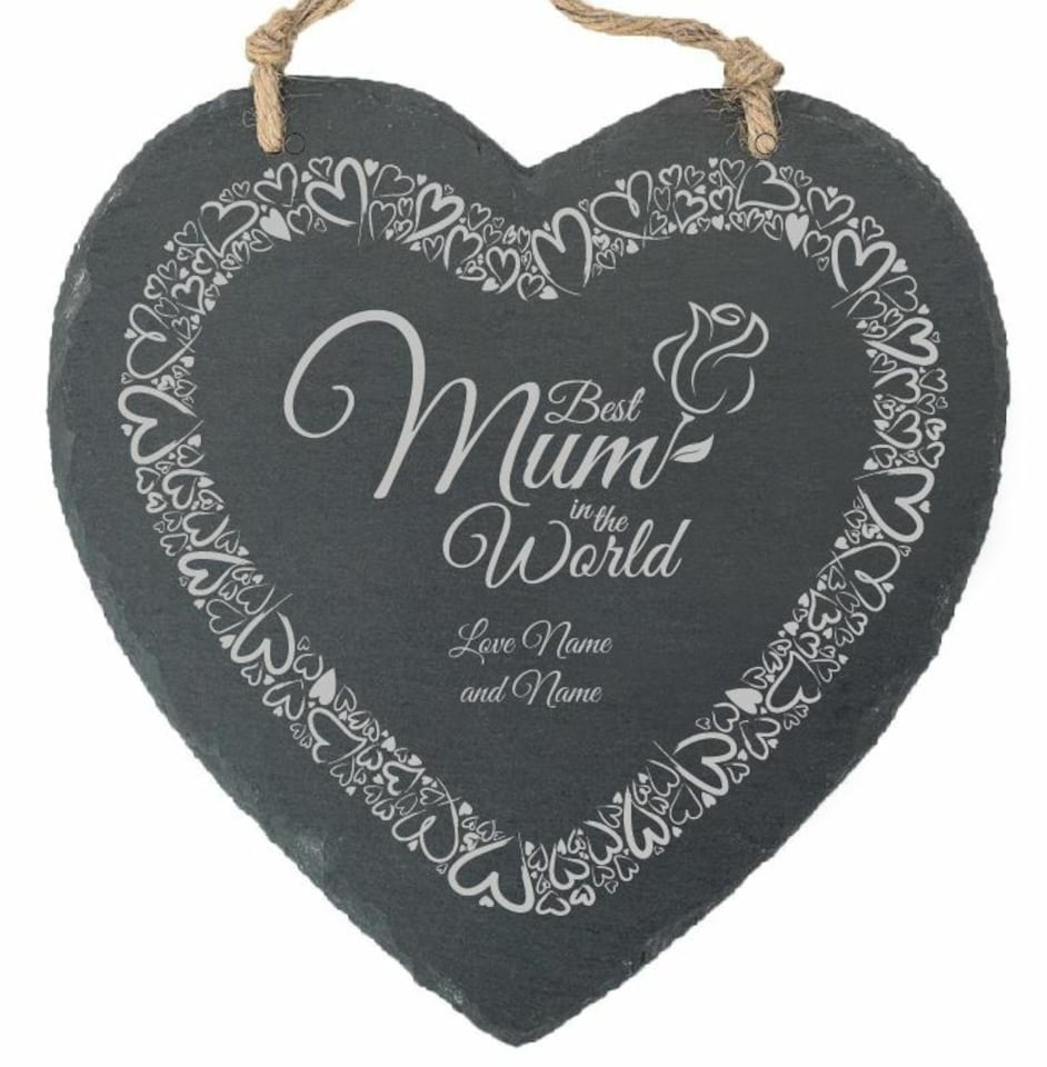 image 1 of Personalised Engraved Mother's Day Best Mum Heart Border Memo Board