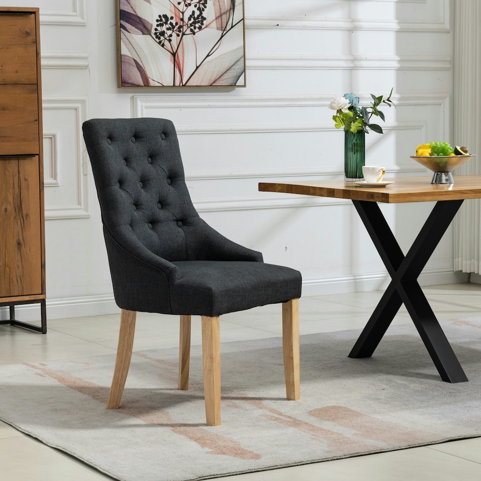 image 1 of Ravenna Fabric Dining Chairs - Set of 2 - Black