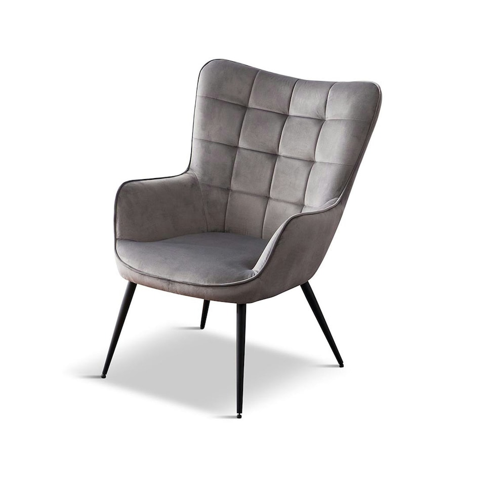 image 1 of Vera Velvet Occasional Living Room Modern Accent Chair (Grey)