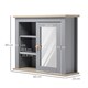 image 5 of kleankin Bathroom Wall Mirror Cabinet, Cupboard with Door, Storage Cabinet with Adjustable Shelf for Corridors Living Rooms, Grey