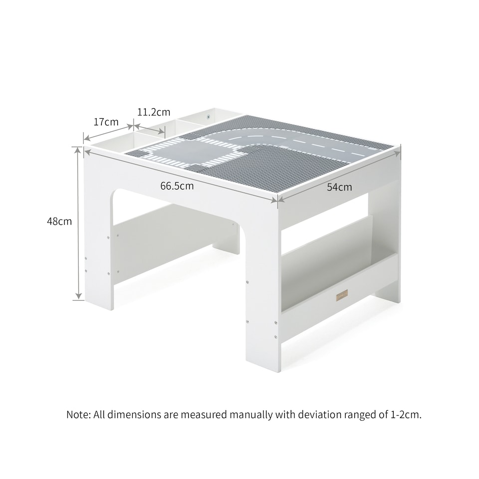 image 1 of Hooga Wooden Activity Table with Storage - 4 City Baseplates & Chalkboard | Grey