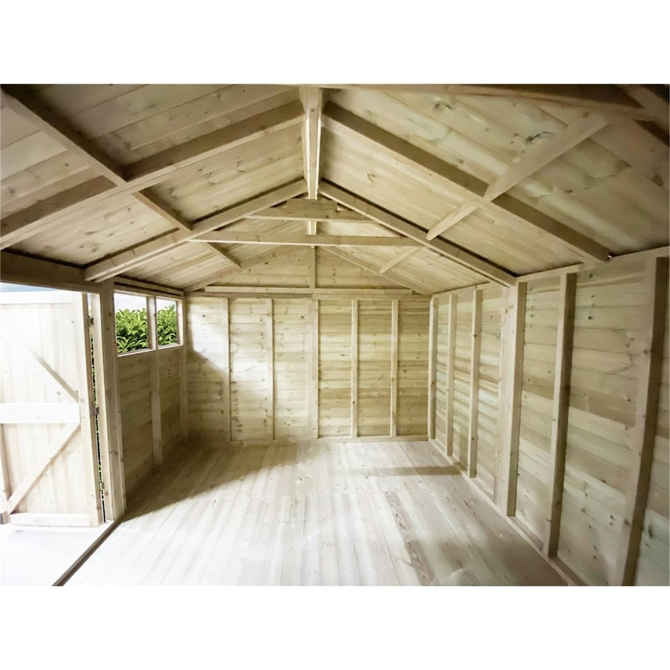 image 1 of 12 x 12 WINDOWLESS T&G Apex Wooden Workshop / Garden Shed + Double Doors (12' x 12' / 12ft x 12ft) (12x12)
