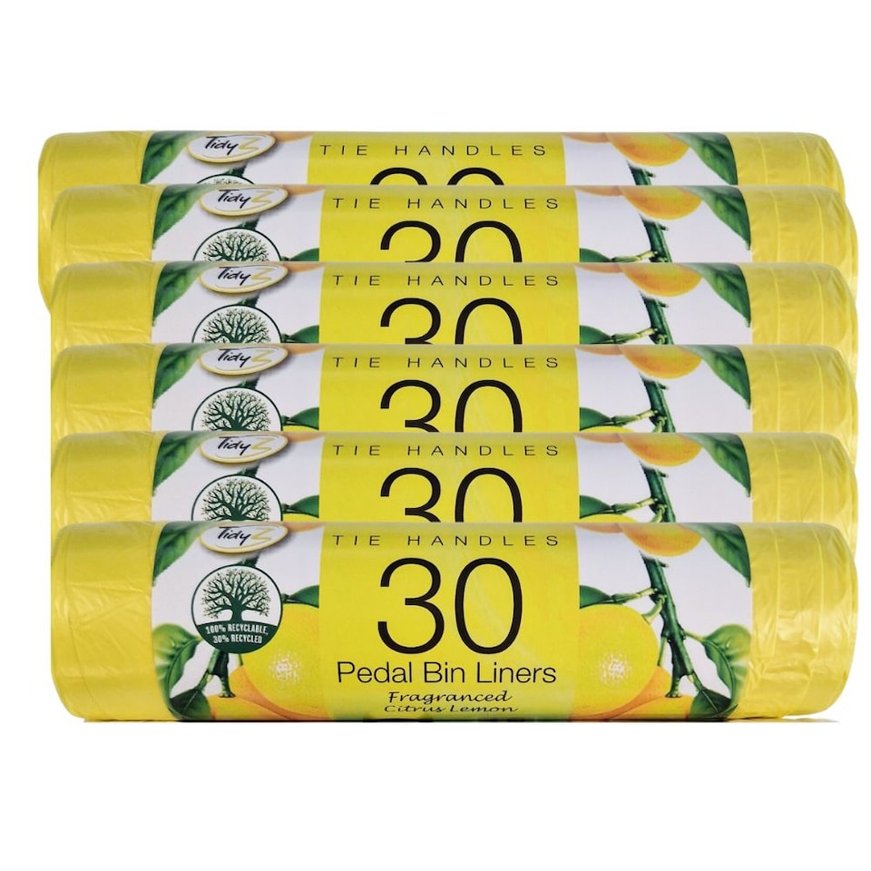 TidyZ Scented Tie Handle Bin Liners 15L 30 Pack - Lemon