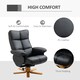 image 6 of HOMCOM PU Leather Swivel Recliner Chair with Footstool, Wooden Base and Storage for Living Room, Black