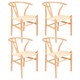 image 1 of Nicholas Winter Beech Wooden Wishbone Dining Chairs - Natural/Natural - Set of 4 | Brown | Natural/Natural