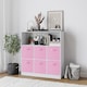 image 3 of Wide 7-Cube Bookcase With Drawers | White | White & Light Pink | 1