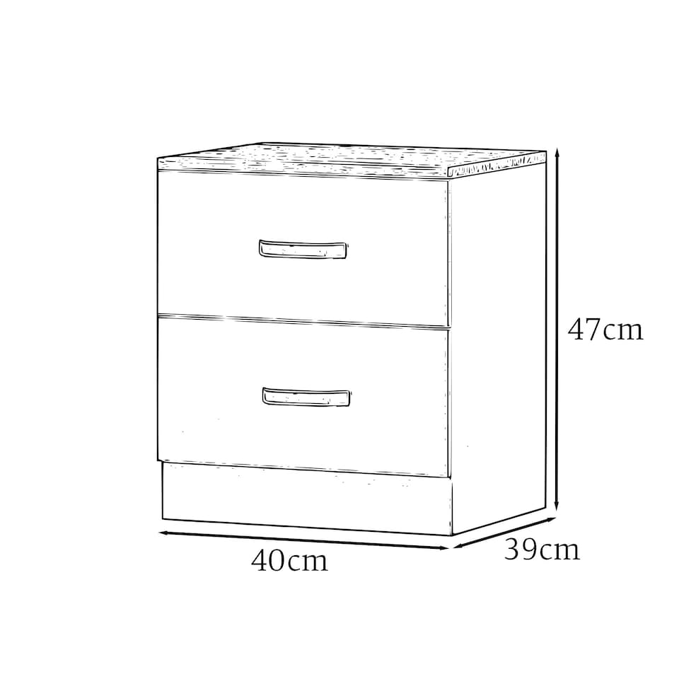 image 1 of FWStyle Tunis 2 Drawer Bedside Table Matt Black