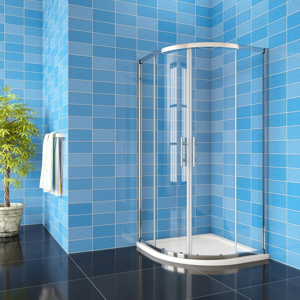image 1 of Aica Bathrooms 1000x1000mm Quadrant Shower Enclosure Walk In Corner Cubicle Glass Screen Door Chrome