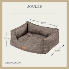 Rosewood Joules Hensen Check Box Dog Bed Multi M Tesco