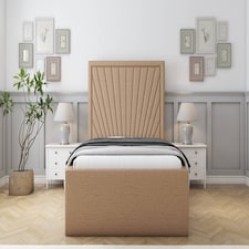 Sloomy Somerset Latte Dumfries Deep-Sided Bed Frame With 50" Upholstered Headboard 4'6 Double