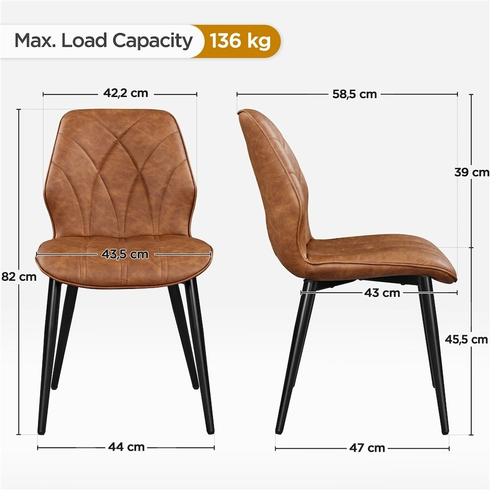 image 1 of Yaheetech Set of 2 Faux Leather Dining Kitchen Chairs with Petal Accented Backrest