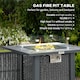 image 3 of Outsunny Outdoor PE Rattan Gas Fire Pit Table, Patio Square Propane Heater with Marble Desktop, Rain Cover, Glass Windscreen, and Glass Stones, 50,000 BTU, Black