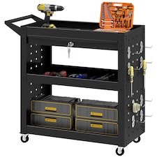 HOMCOM Storage Trolley Wheel Cart with Lockable Wheels Black