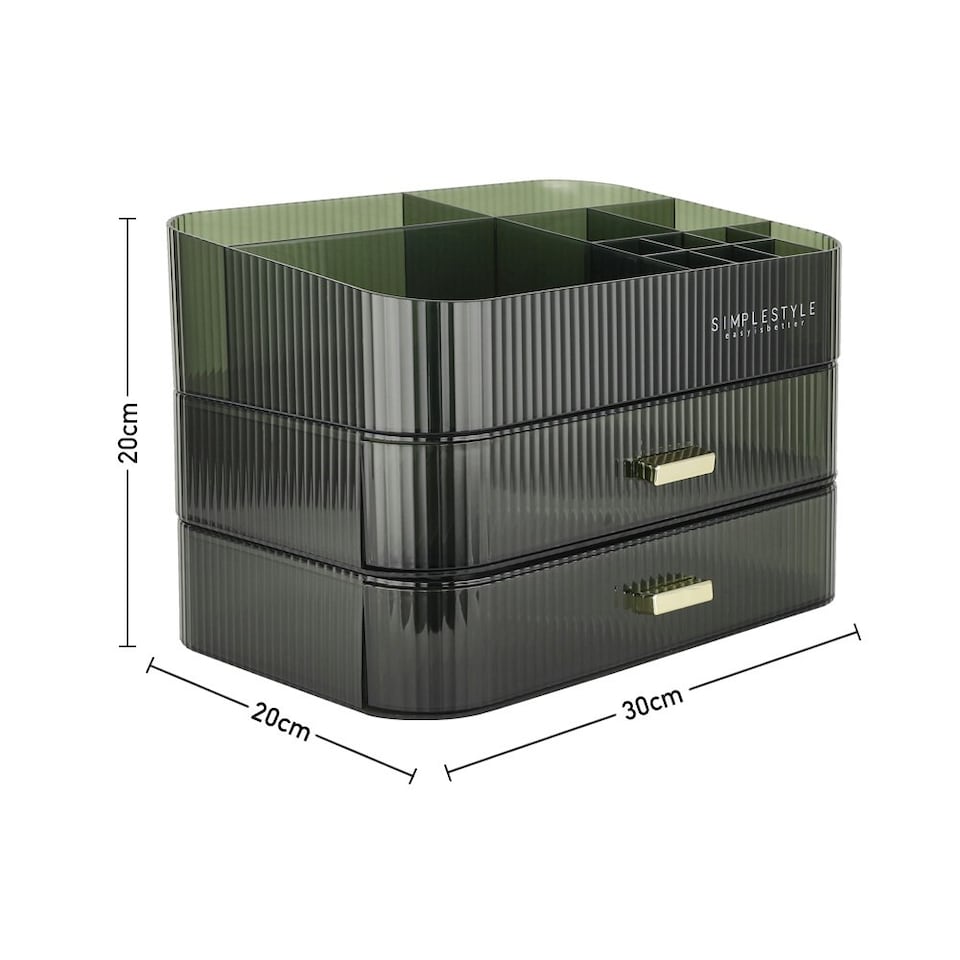 image 1 of Living and Home Desktop Makeup Cosmetic Organizer with Drawers - Dark Green