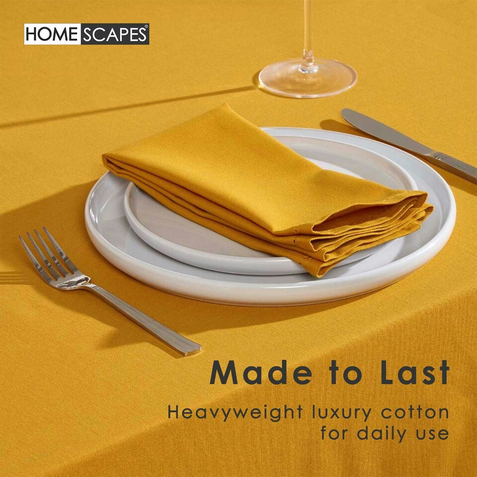 image 1 of Homescapes Mustard Yellow Tablecloth - 137 x 228 cm Yellow