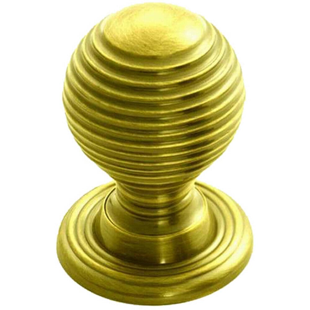 Loops Textured Reeded Ball Cupboard Door Knob 28mm Dia Polished Brass Handle in Metallics