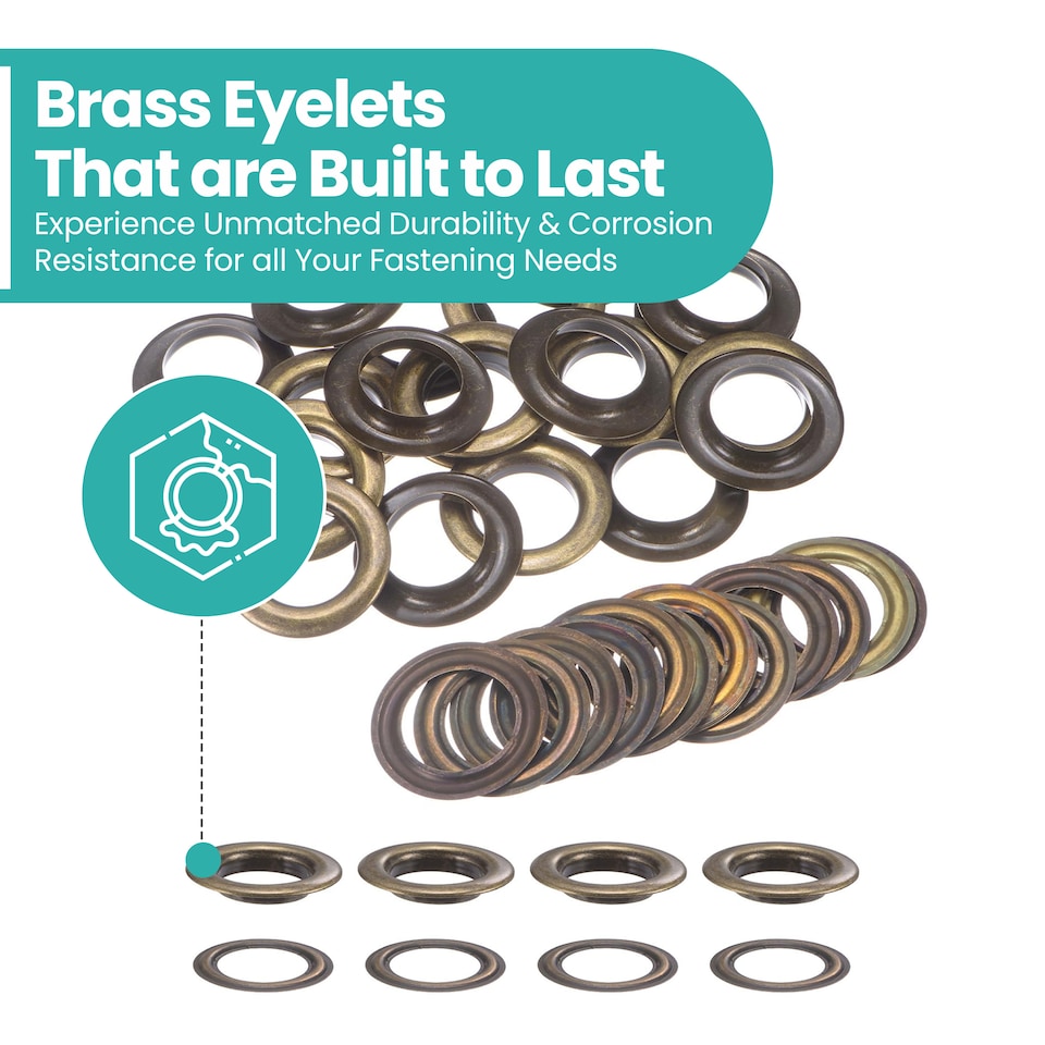 image 1 of 30mm Brass Eyelets with Washers for Arts & DIY Projects - 10 Pcs