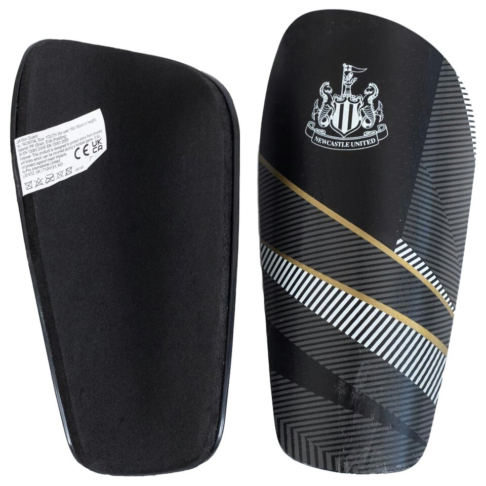 image 1 of Newcastle United FC Childrens/Kids Crest Slip-In Shin Guards - Blue/Black/White - 7-9 Years
