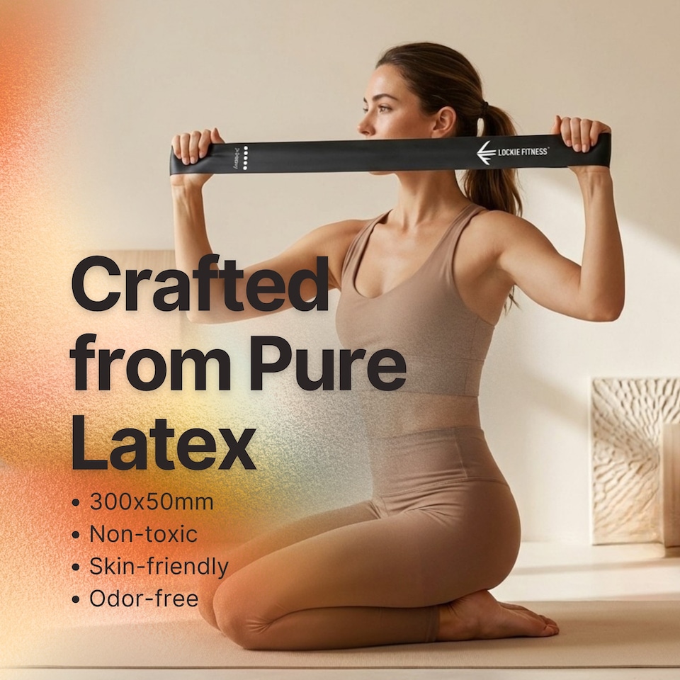 image 1 of Resistance Band Set of 5, Natural Latex Loops for Women & Men, Anti-Roll, Skin-Friendly, for Legs & Glutes, Home Workouts, Pilates & Yoga