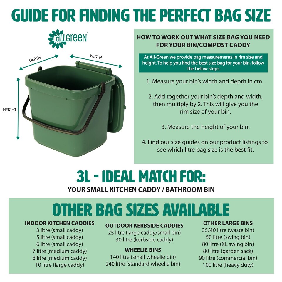 image 1 of BioLiner 3 Litre Mini Compostable Food Waste Bin Bags - 1 Roll