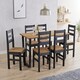 image 2 of Texas Rectangular Dining Table with Metal Legs and 6 Linea Ladder Back Chairs - Black/Antique Waxed Pine - Flat Packed Black