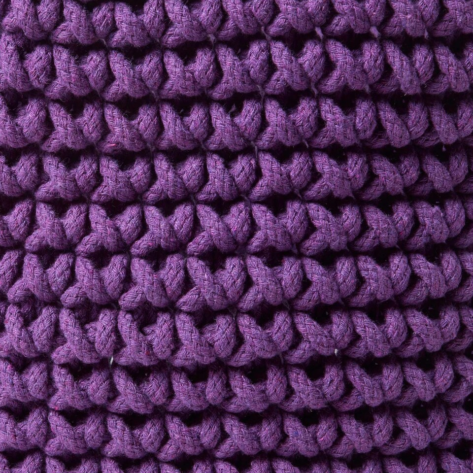 image 1 of Homescapes Deep Purple Cotton Knitted Round Storage Basket - 37 x 21 cm Purple | M