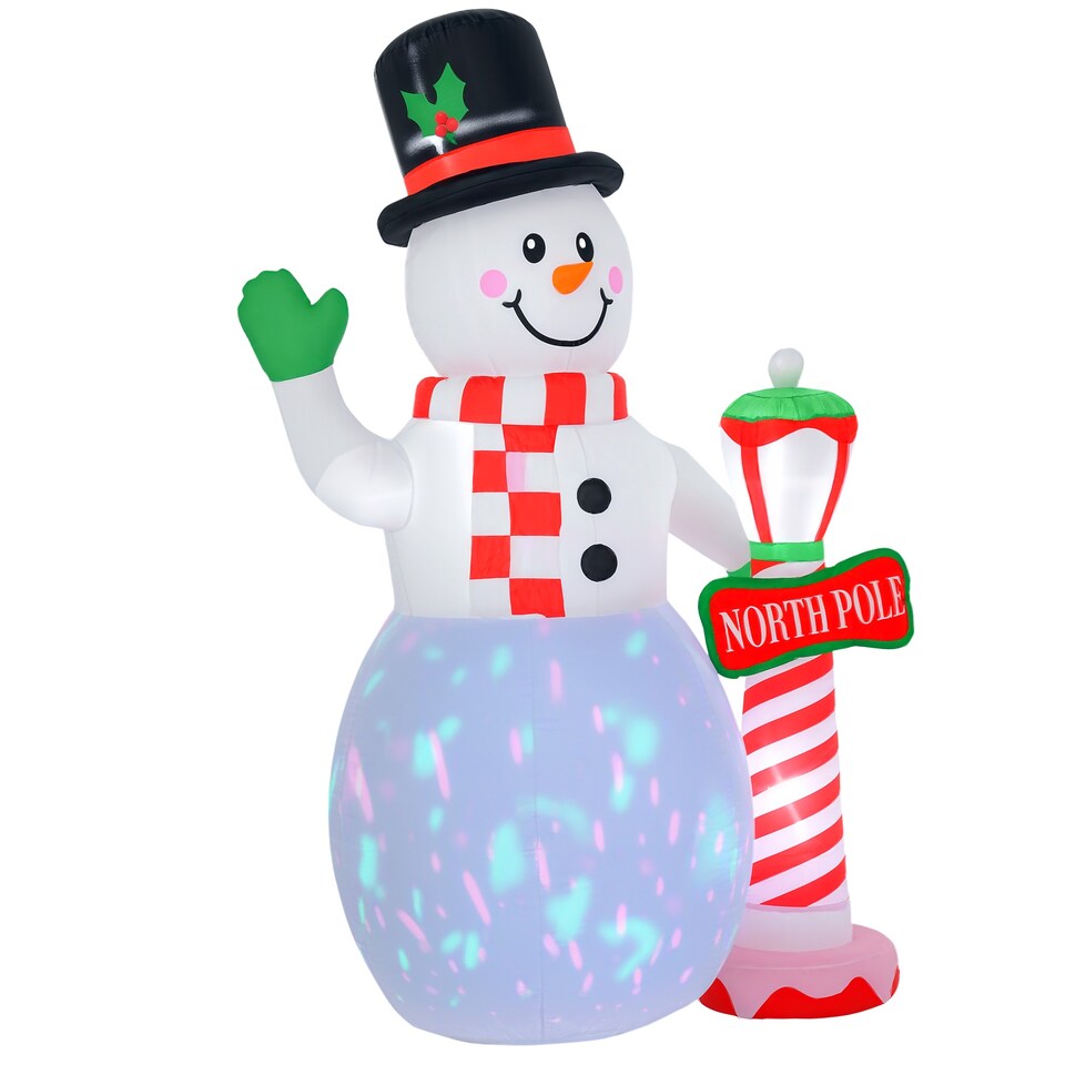 image 1 of HOMCOM 8ft Tall Christmas Inflatable Snowman with Street Lamp, Lighted for Home Indoor Outdoor Garden Lawn Decoration Party Prop