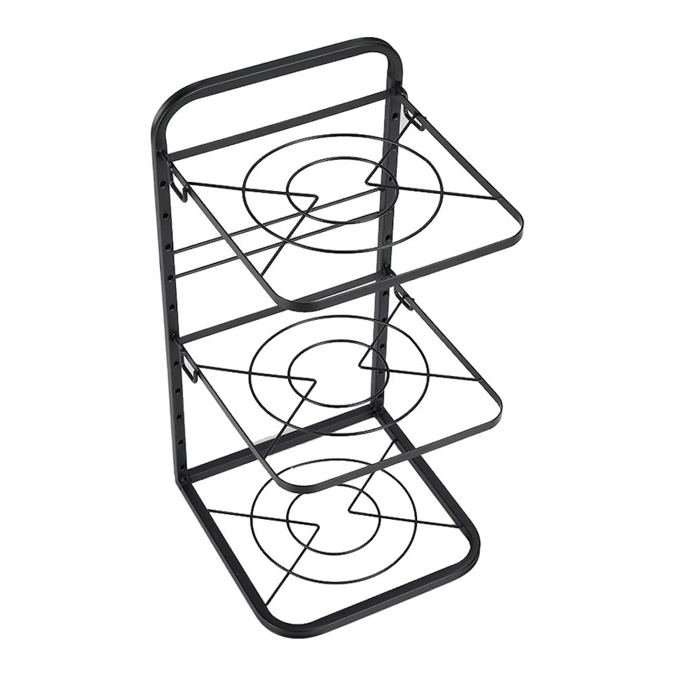 image 1 of Living and Home 3-Tier Kitchen Pot Pan Organizer Rack Black