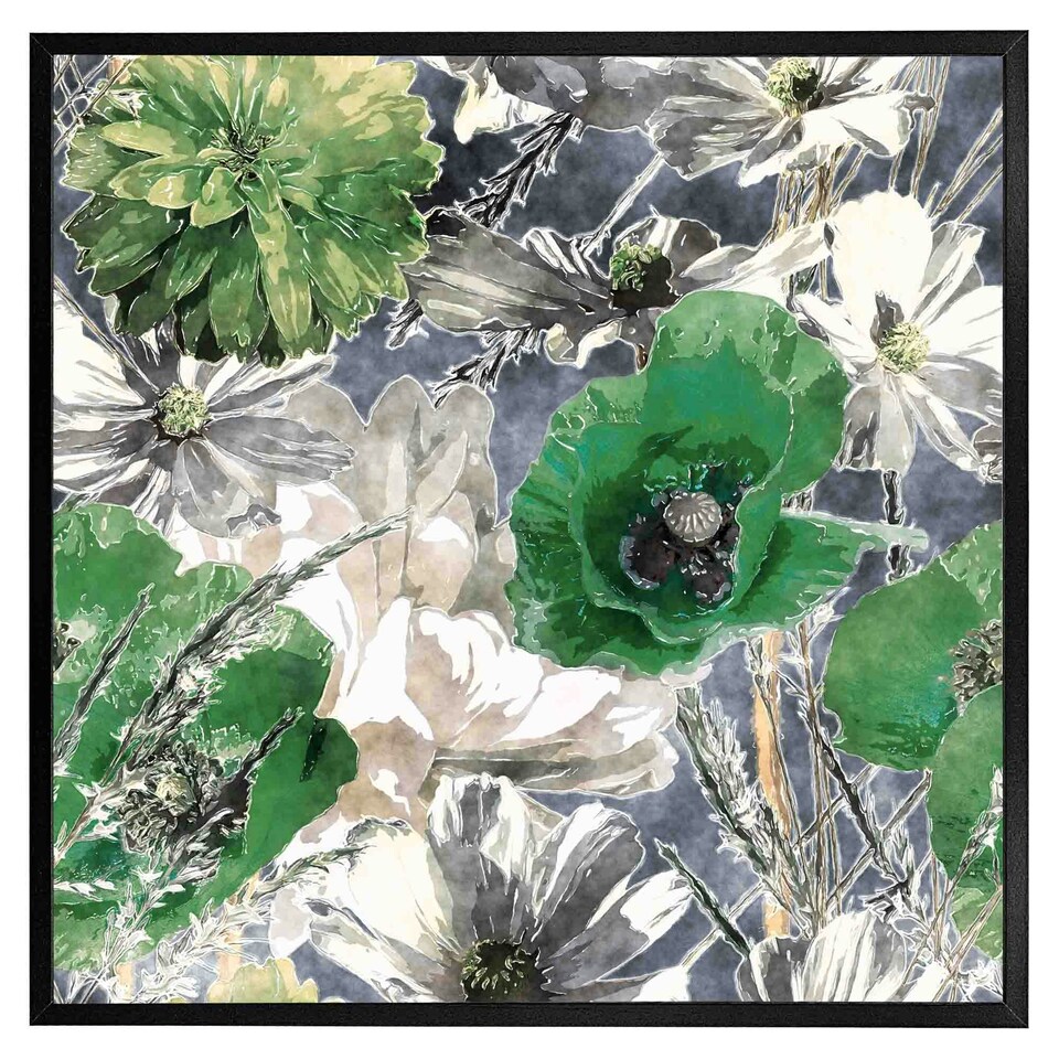 image 1 of Green flowers (Picutre Frame) Brown | Oak | XS