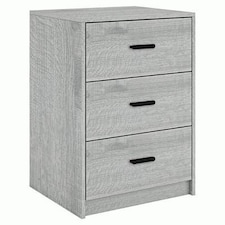 Ash Grey 3-Drawer Bedside Table Grey | Colour: Ash Grey