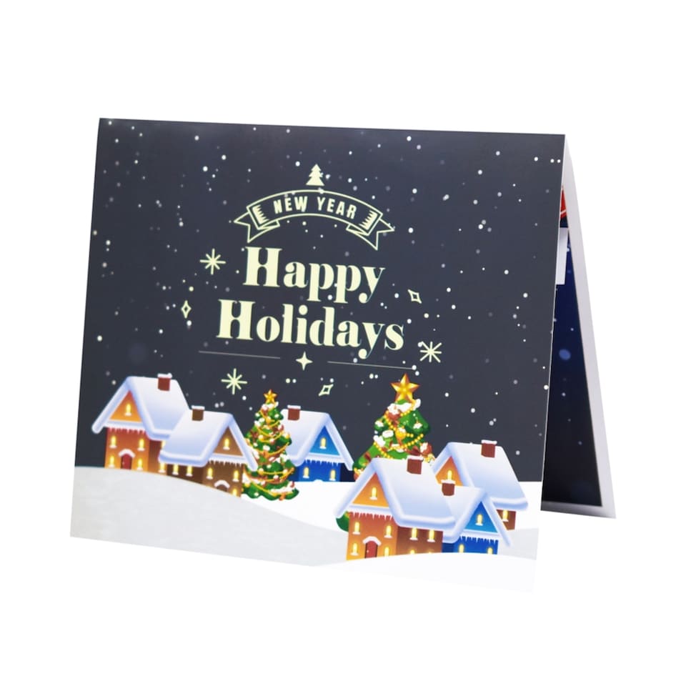 image 1 of Snowy Night Scene Happy Holidays & New Year 3D Pop Up Christmas Card