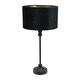 image 1 of ValueLights Maggie Black Candlestick Table Lamp Black Velvet Gold Shade | Black