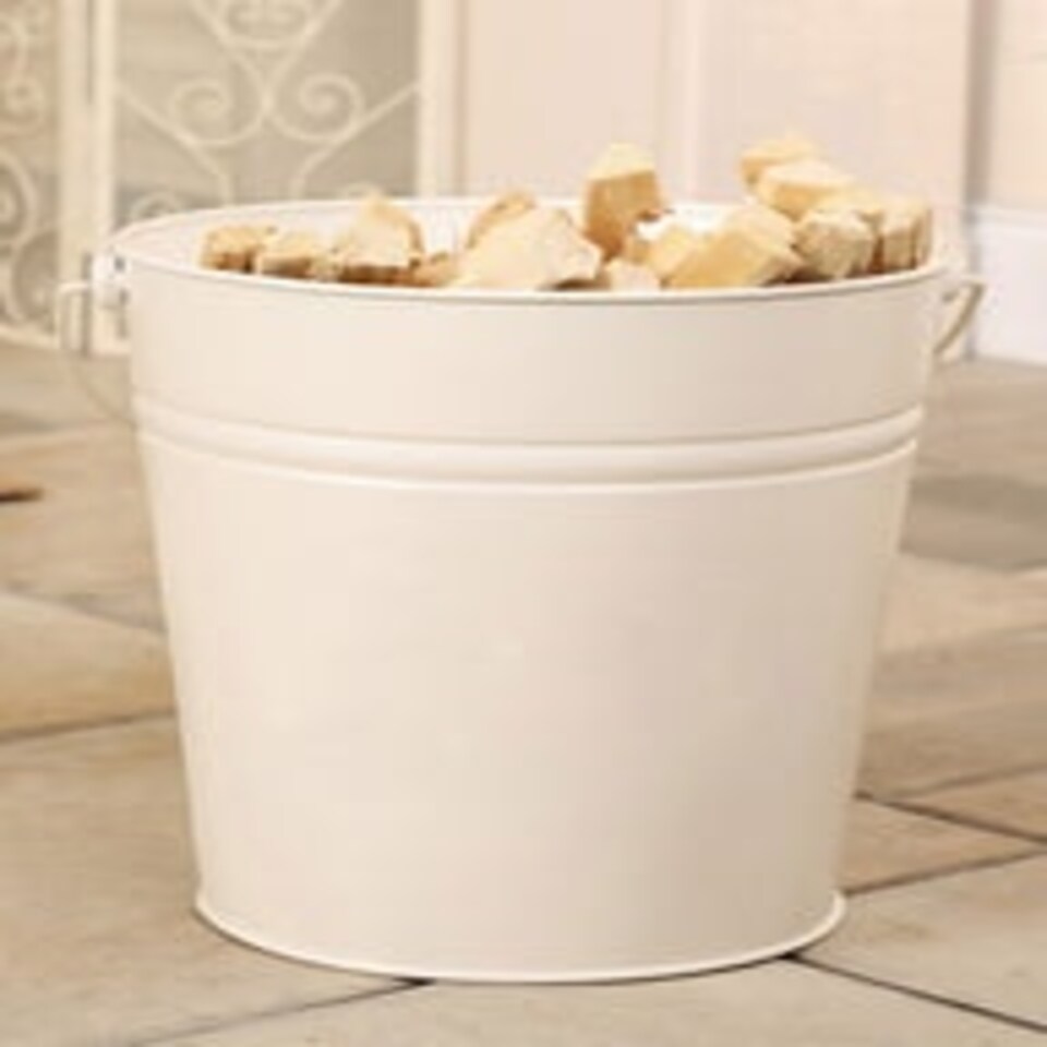 image 1 of Vintage Ivory Kindling Bucket Cream