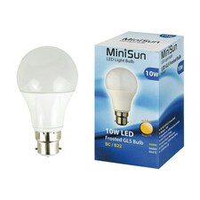 ValueLights 8 Pack B22 White Plastic GLS LED 10W Warm White 3000K 800lm Light Bulb