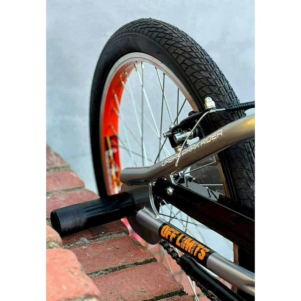 image 1 of XN Area 44 20" Freestyle BMX Bike w/ 360 Gyro - Metallic Grey/Orange