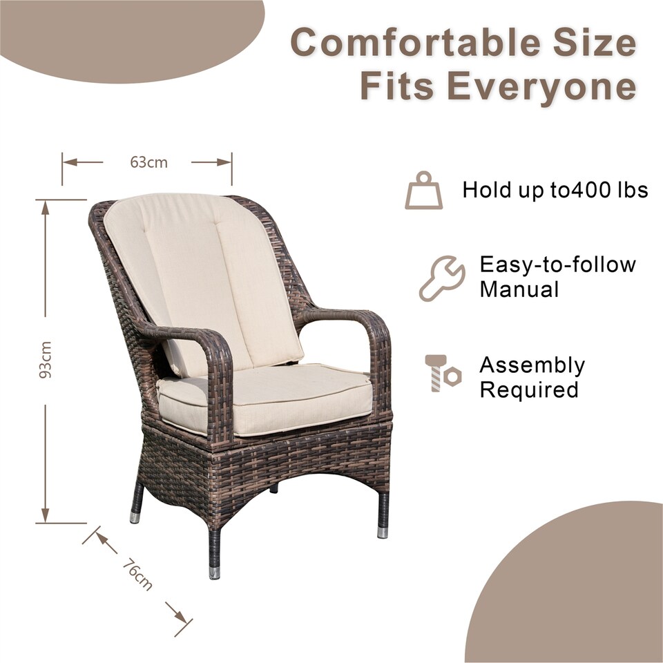image 1 of Direct Wicker 2-Piece Outdoor PE Rattan Dining Chairs, Brown | Brown