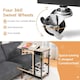 image 7 of COSTWAY Industrial Sofa Side Table Height Adjustable Rolling Natural Yellow
