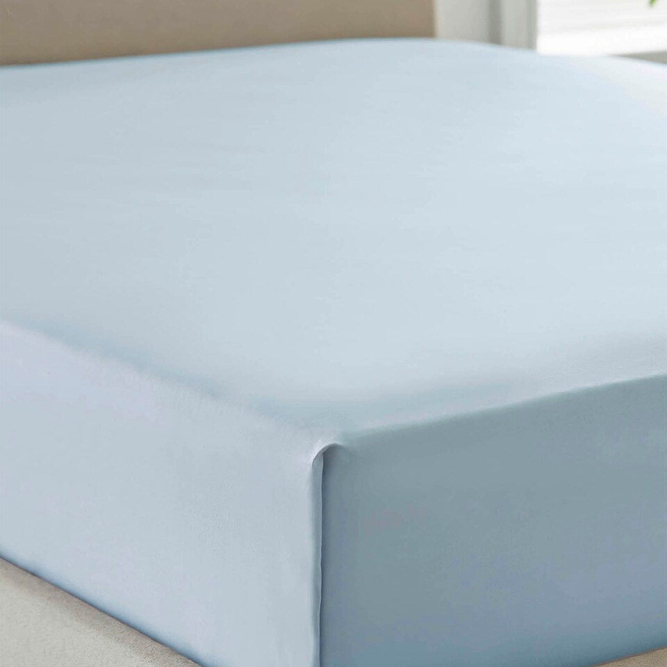 image 1 of 200TC Organic Cotton Fitted Sheet Blue Super King Blue | Super King